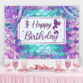 Toile de fond de joyeux anniversaire de sirène mignonne violet et bleu